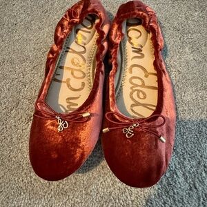 Sam Edelman Women's Velvet Burnt Orange Flats